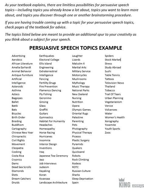 100 persuasive speech topics